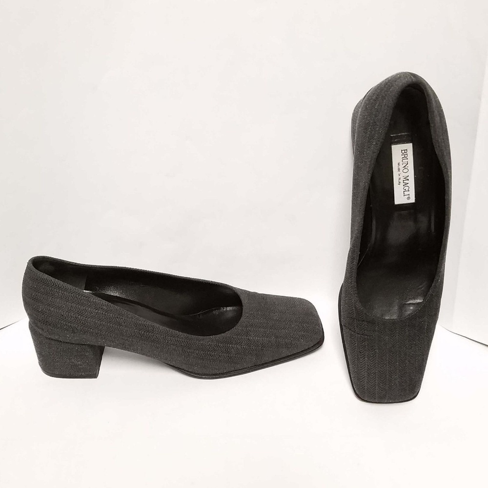Bruno Magli Grey Herringbone Cloth 2" Pumps